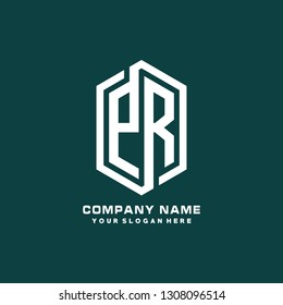 P R initial letter, modern logo design template vector