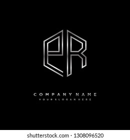 P R initial letter, modern logo design template vector