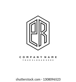 P R initial letter, modern logo design template vector