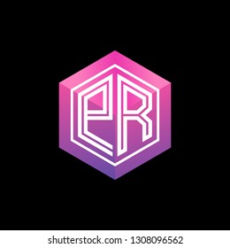 P R initial letter, modern logo design template vector