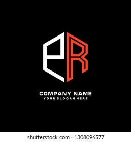 P R initial letter, modern logo design template vector