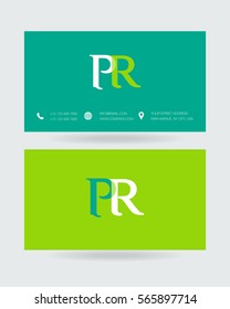 P & R Letter logo design vector element with Business cards
