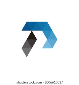 P or R Letter with modern flat style logo symbol design vector