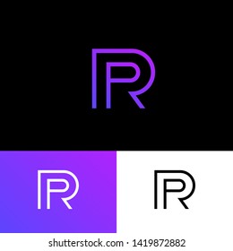 P and R monogram. P, R Logo. Linear monogram on  a different background. Abstract emblem. 