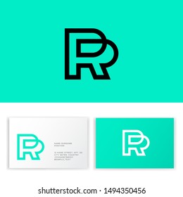 P and R monogram. P, R Logo. Linear monogram on  a different background. Business card.