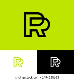 P and R monogram. P, R Logo. Linear monogram on  a different background. Abstract emblem.