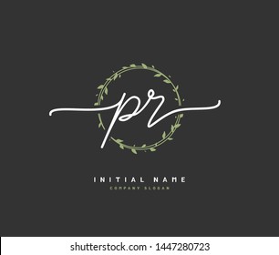 P R PR Beauty vector initial logo, handwriting logo of initial signature, wedding, fashion, jewerly, boutique, floral and botanical with creative template for any company or business.