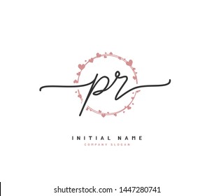 P R PR Beauty vector initial logo, handwriting logo of initial signature, wedding, fashion, jewerly, boutique, floral and botanical with creative template for any company or business.
