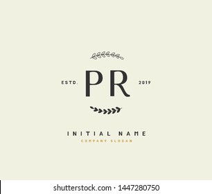 P R PR Beauty vector initial logo, handwriting logo of initial signature, wedding, fashion, jewerly, boutique, floral and botanical with creative template for any company or business.