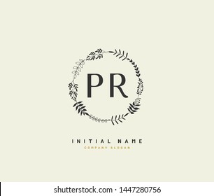 P R PR Beauty vector initial logo, handwriting logo of initial signature, wedding, fashion, jewerly, boutique, floral and botanical with creative template for any company or business.