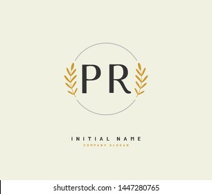 P R PR Beauty vector initial logo, handwriting logo of initial signature, wedding, fashion, jewerly, boutique, floral and botanical with creative template for any company or business.