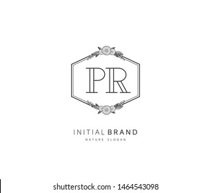 P R PR Beauty vector initial logo, handwriting logo of initial signature, wedding, fashion, jewerly, boutique, floral and botanical with creative template for any company or business.