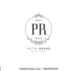 P R PR Beauty vector initial logo, handwriting logo of initial signature, wedding, fashion, jewerly, boutique, floral and botanical with creative template for any company or business.