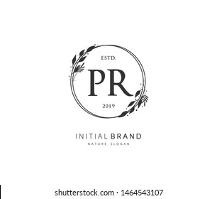 P R PR Beauty vector initial logo, handwriting logo of initial signature, wedding, fashion, jewerly, boutique, floral and botanical with creative template for any company or business.