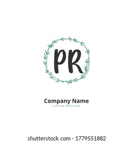 P R PR Initial handwriting and signature logo design with circle. Beautiful design handwritten logo for fashion, team, wedding, luxury logo.