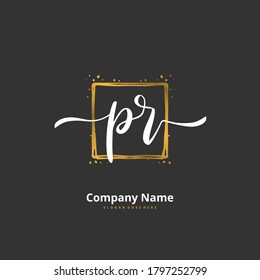 P R PR Initial handwriting and signature logo design with circle. Beautiful design handwritten logo for fashion, team, wedding, luxury logo.