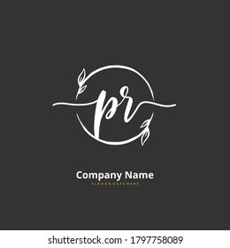 P R PR Initial handwriting and signature logo design with circle. Beautiful design handwritten logo for fashion, team, wedding, luxury logo.