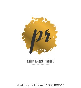 P R PR Initial handwriting and signature logo design with circle. Beautiful design handwritten logo for fashion, team, wedding, luxury logo.
