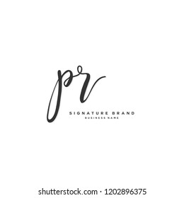 P R PR Initial letter handwriting and  signature logo concept design