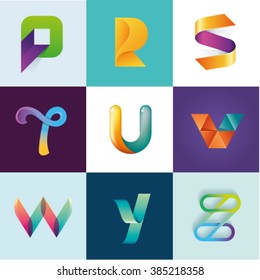 P R S T U V W Y Z letters set of logo idea template