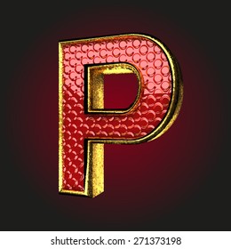 p red letter with gold