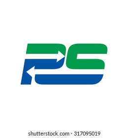 p and s with arrow logo vector