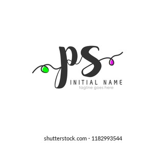 P S Initial handwriting logo vector template