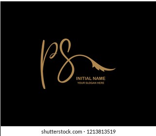 P S Initial Handwriting Logo Template