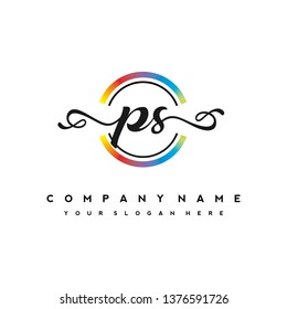 P S Initial handwriting logo vector