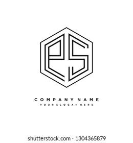 P S initial letter, modern logo design template vector