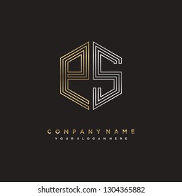 P S initial letter, modern logo design template vector
