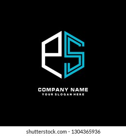 P S initial letter, modern logo design template vector