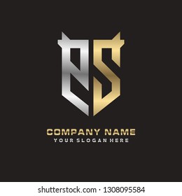 P S initial letter, modern logo design template vector