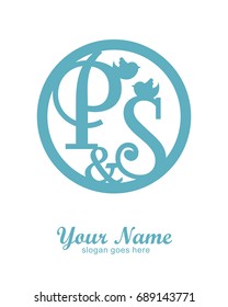 P S initial wedding decorative logo template