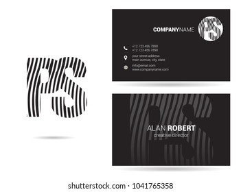 P & S joint logo waves letter design with business card template