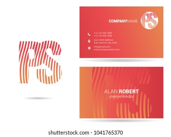 P & S joint logo waves letter design with business card template