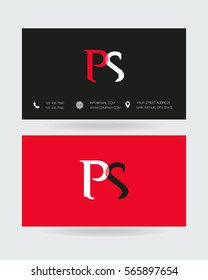 P & S Letter logo design vector element with Business cards
