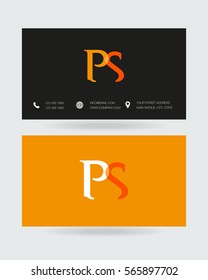 P & S Letter logo design vector element with Business cards
