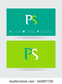 P & S Letter logo design vector element with Business cards
