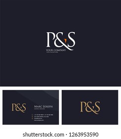 P & S letters Joint logo icon and Business card vector template.