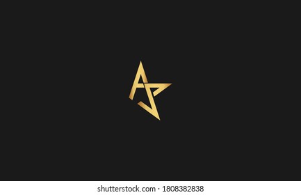 P, S, PS Letter with Star Logo Template vector icon illustration design. Modern Star logo in elegant style with Black Background.