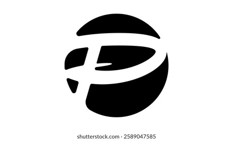 P seal logo, black isolated silhouette