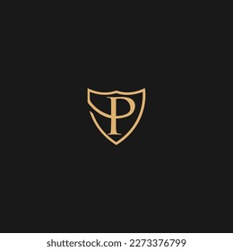 Diseño de logotipo de escudo para su empresa. Diseño del logotipo de la letra P. Logotipo P para marca de lujo
