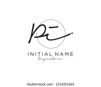 P I Signature initial logo template vector