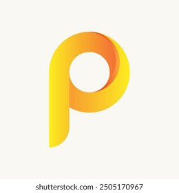 P Single Letter Logo Stock Vector Gold