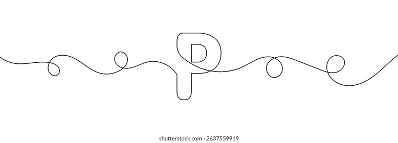 P single line drawing of a letter j. Continuous line alphabet symbol icon. One line icon. Vector illustration.  