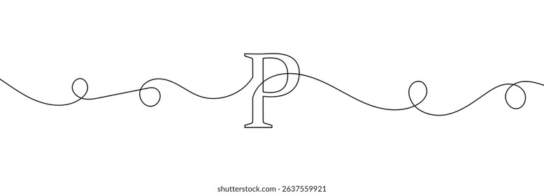 P single line drawing of a letter j. Continuous line alphabet symbol icon. One line icon. Vector illustration.  