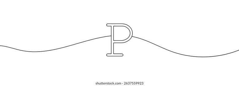 P single line drawing of a letter j. Continuous line alphabet symbol icon. One line icon. Vector illustration.  
