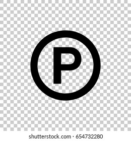 P - Sound recording copyright symbol isolated on transparent background. Black symbol for your design. Vector illustration, easy to edit.