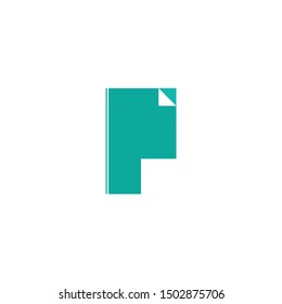 a p symbol with a combination of book page icons